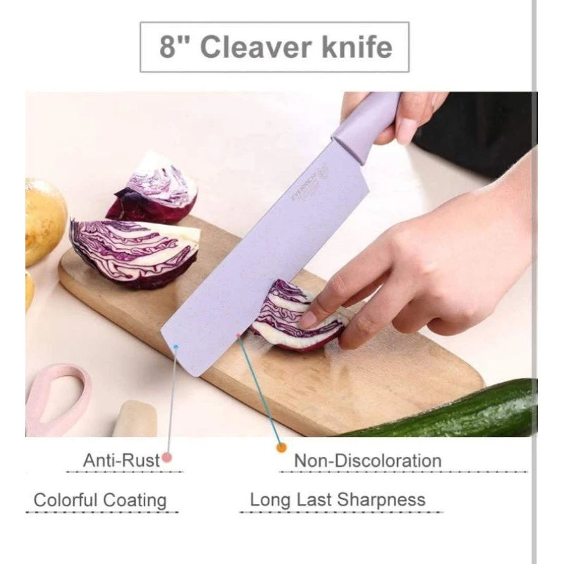 Evrywealth Corrugated Kitchen Knife Pastel Color ER-0278 (6pcs Set)