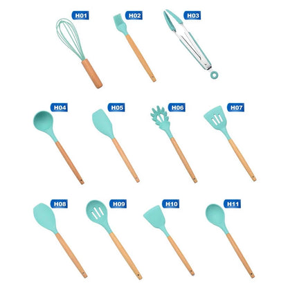 [ZH1471] Silicone Utensils Set with Platic Holder