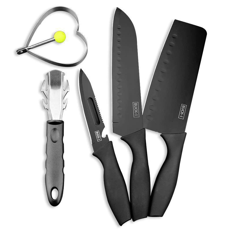 [A1-049] Buck-I Knife Alloy Steel Black Knife 5pcs Set T655