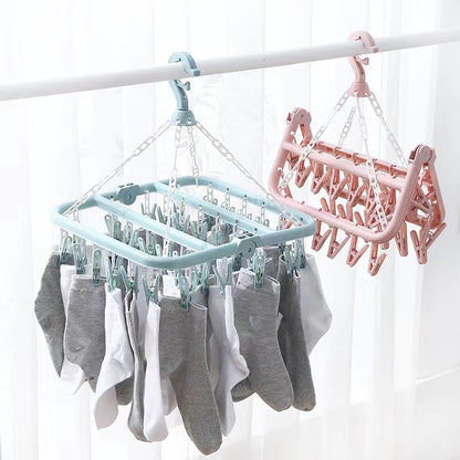 [A1-381] 32-clip Clothes Rack Hanger Foldable