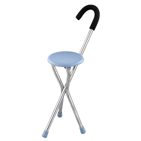 2 in 1 Folding Portable Cane Stool Handy Folding Crutch