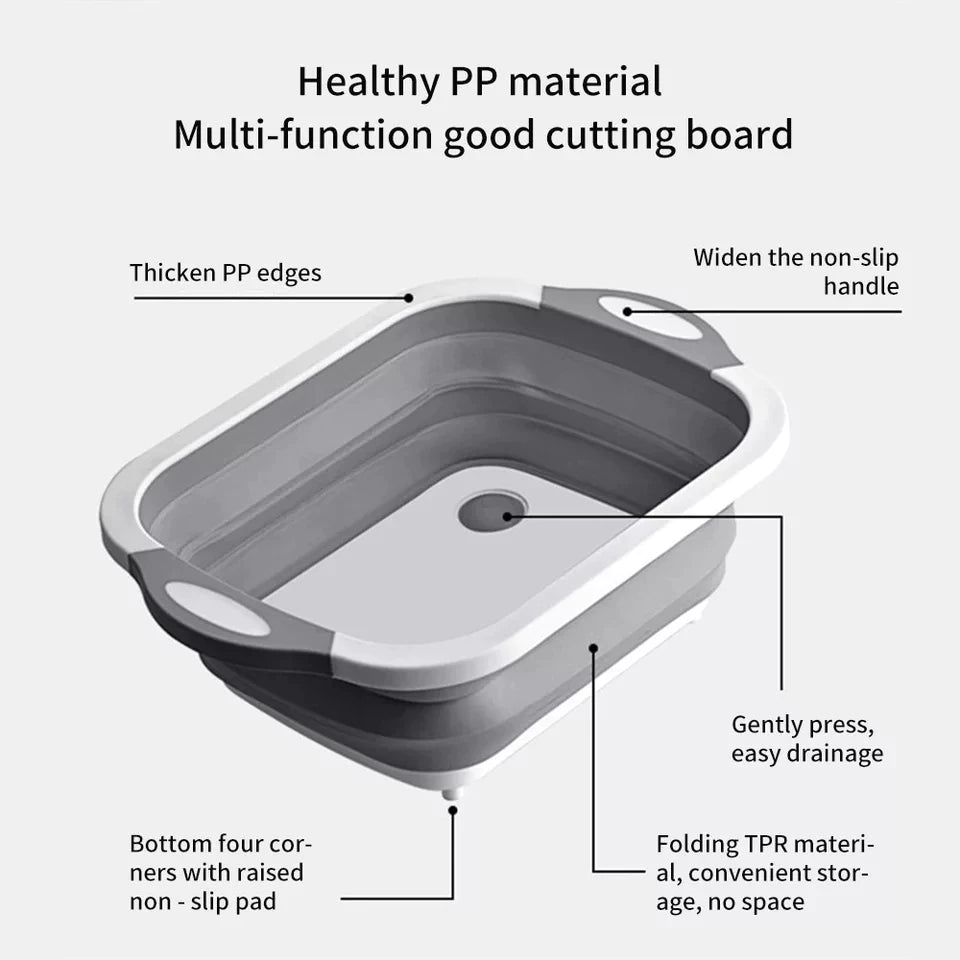 [A1-968] Folding Cutting Board Collapsible Multifunction Basket Chopping Board with Drainer