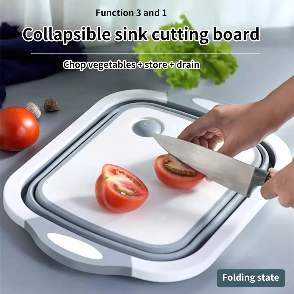 [A1-968] Folding Cutting Board Collapsible Multifunction Basket Chopping Board with Drainer