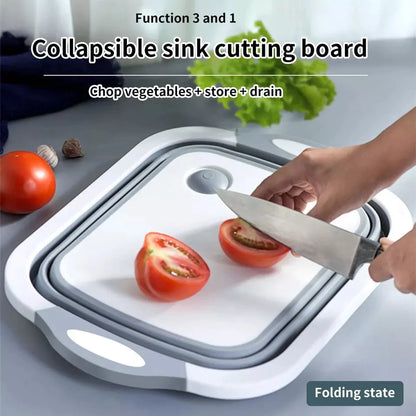 [A1-968] Folding Cutting Board Collapsible Multifunction Basket Chopping Board with Drainer