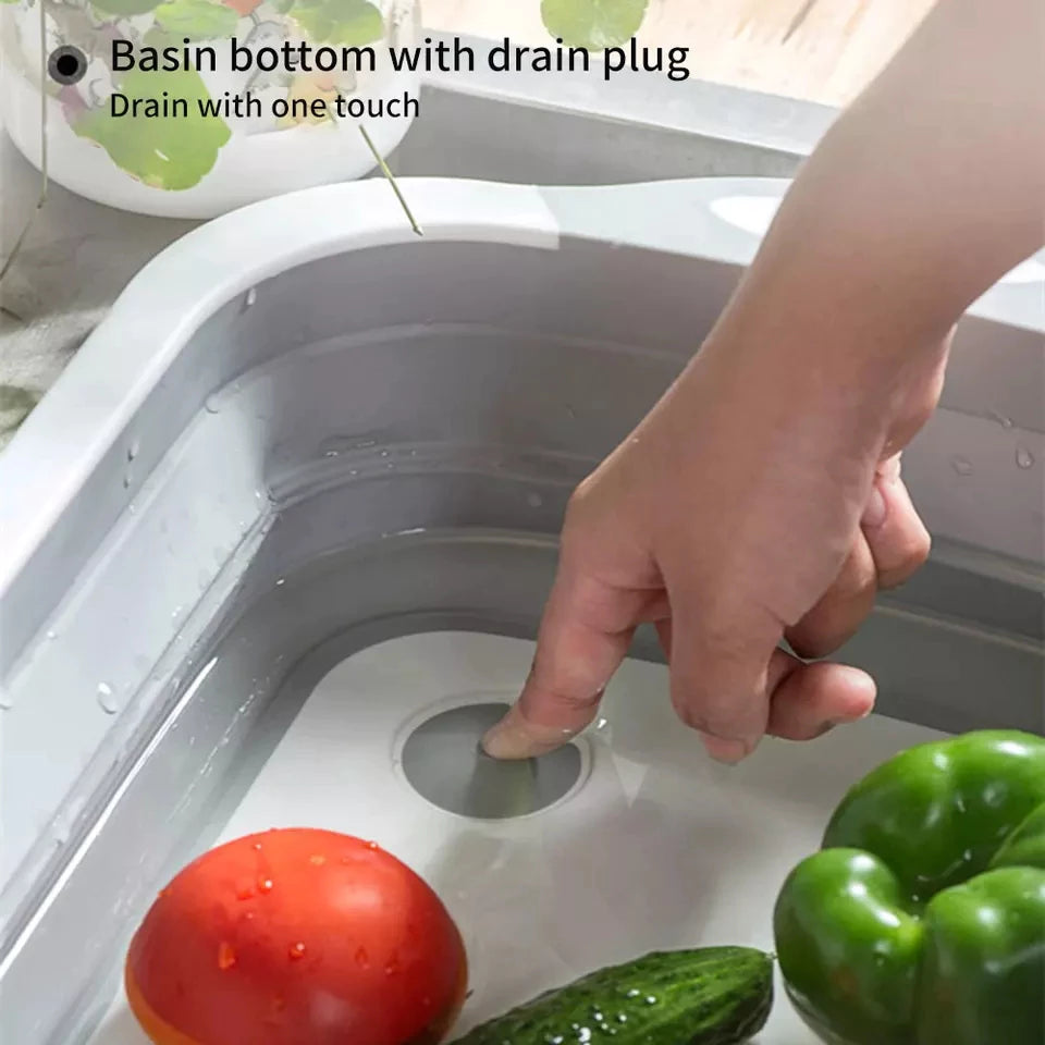 [A1-968] Folding Cutting Board Collapsible Multifunction Basket Chopping Board with Drainer