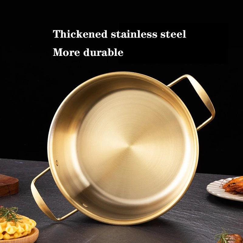 [A1-1281] 18cm Korean Instant Noodle Pot Stainless Steel Ramen Pot Gold Plated