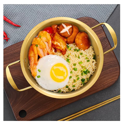 [A1-1281] 18cm Korean Instant Noodle Pot Stainless Steel Ramen Pot Gold Plated