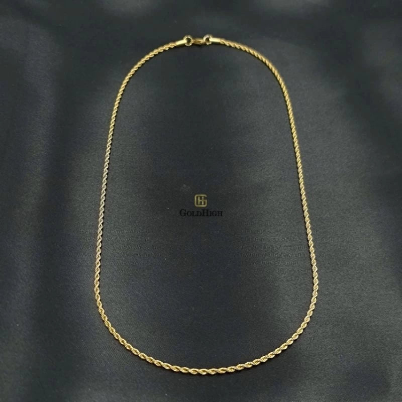 Gold Twisted Rope Chain Necklace (3mm*60cm) without Box