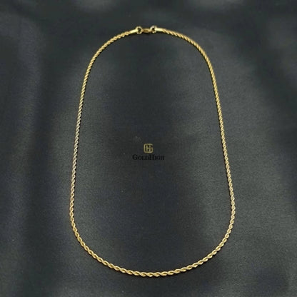 Gold Twisted Rope Chain Necklace (3mm*60cm) without Box