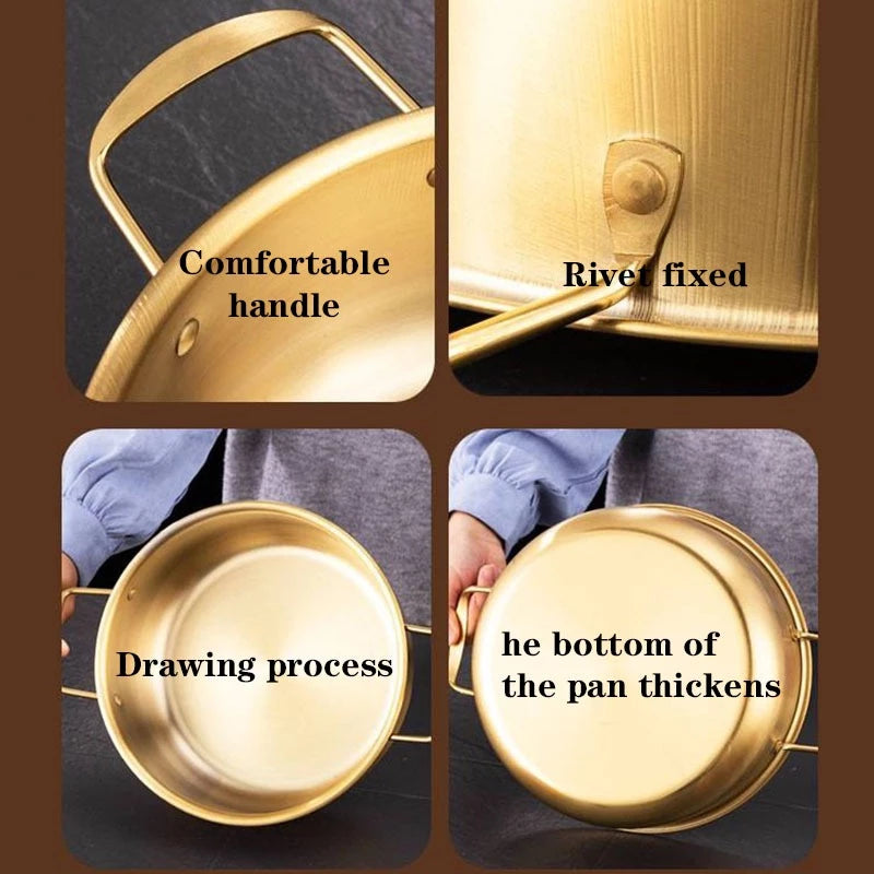 [A1-1281] 18cm Korean Instant Noodle Pot Stainless Steel Ramen Pot Gold Plated