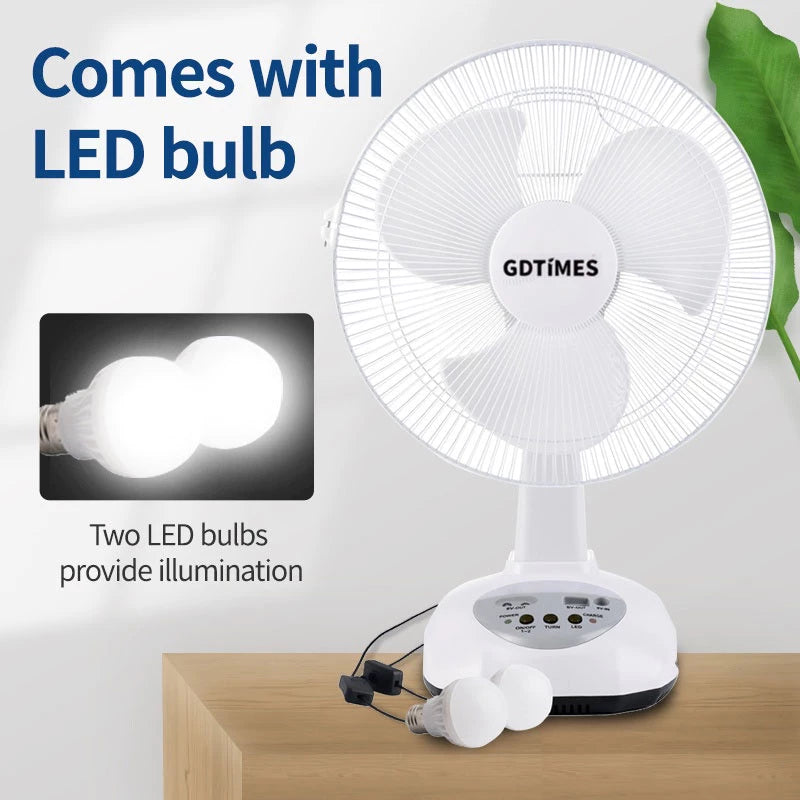 [A1-1200] GD-8019A GD Times 12 inches Solar Electric Fan