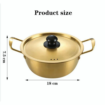 [A1-1281] 18cm Korean Instant Noodle Pot Stainless Steel Ramen Pot Gold Plated