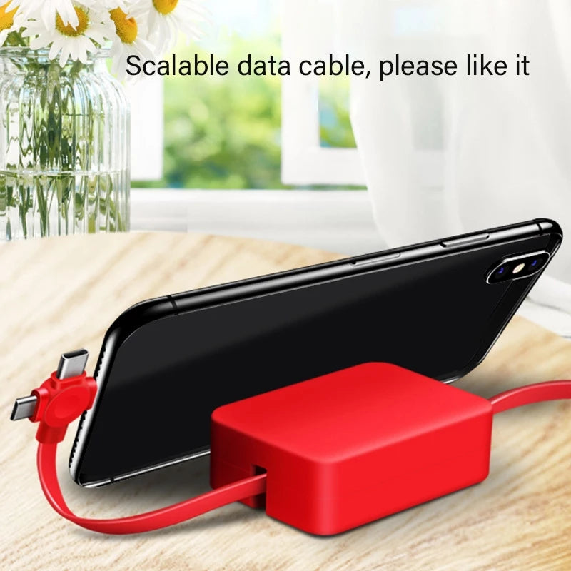 3 in 1 Charging Cable Retractable for (Micro USB / Type C / IOS )