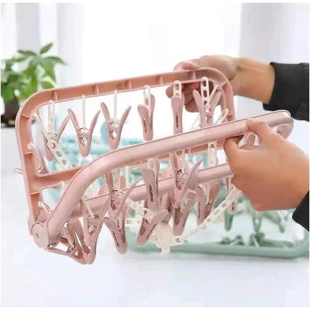 [A1-381] 32-clip Clothes Rack Hanger Foldable
