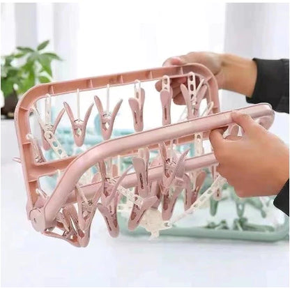 [A1-381] 32-clip Clothes Rack Hanger Foldable