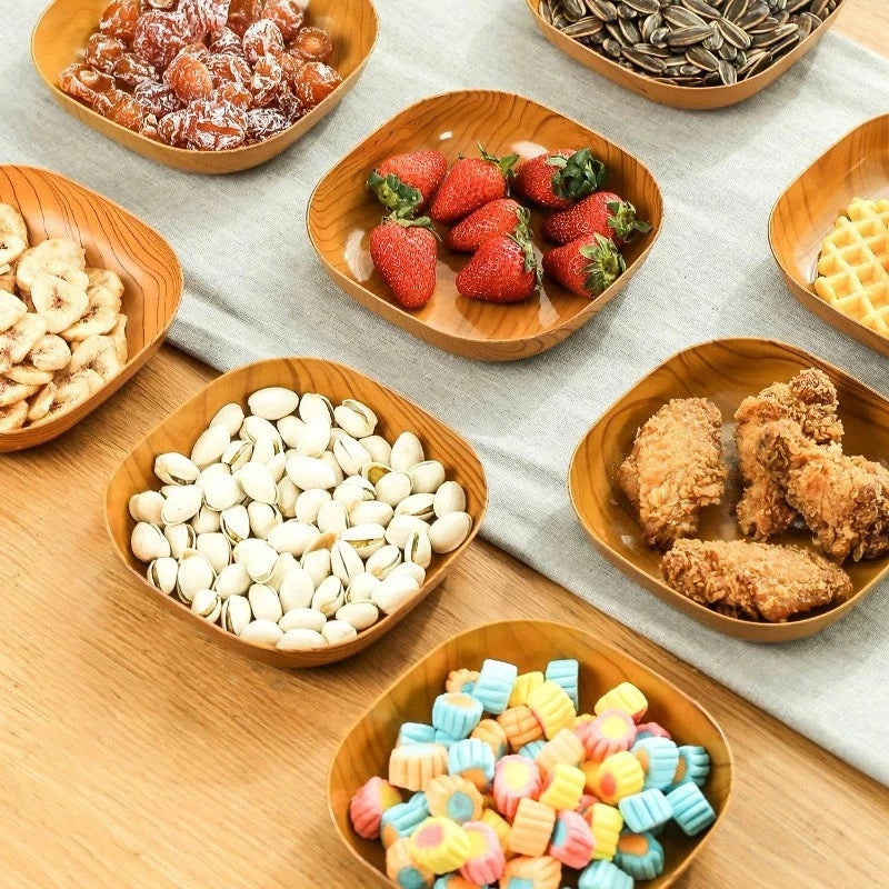 [A1-420] Wooden Design Plastic Square Plate 15cm