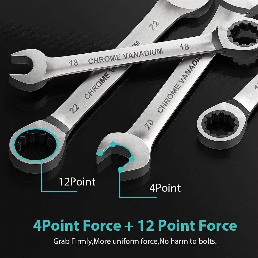 [ZH1836] 8pcs Staineless Steel Combination Wrench Set