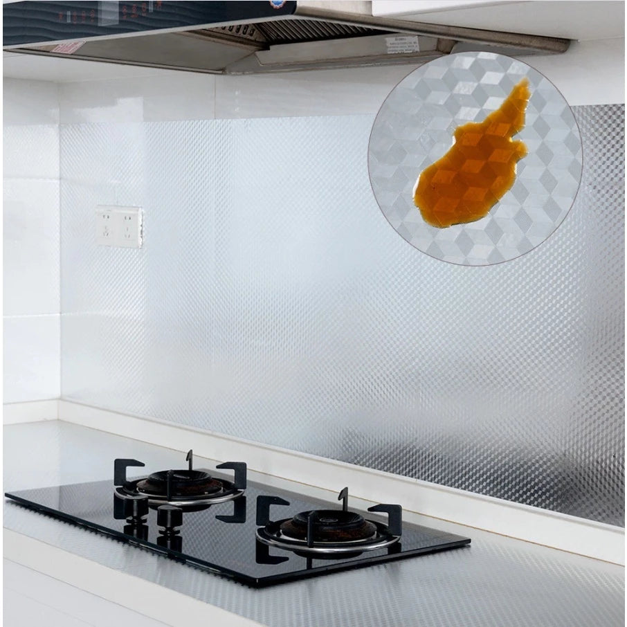 Kitchen Aluminum Foil Stickers Waterproof PVC Self-adhesive Wall Stickers 30cm (Assorted)