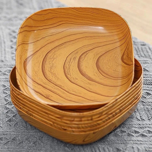 [A1-420] Wooden Design Plastic Square Plate 15cm