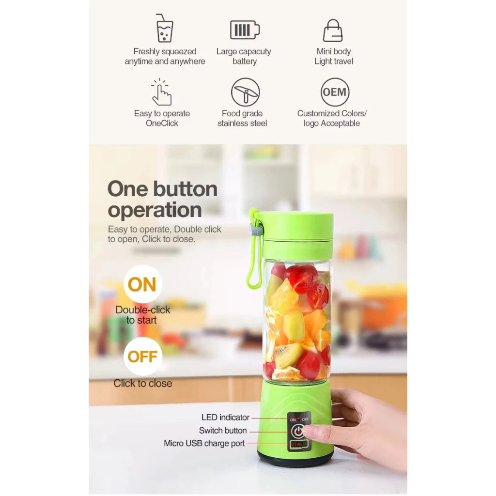 Portable and Rechargeable Battery Juice Blender 380ml HM-03
