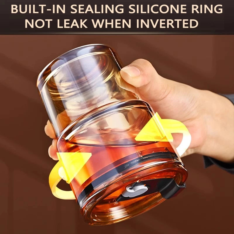 [A1-1265] Slub Glass Bamboo Cup Leather Case Portable Coffee Cup with Lid Glass Straw