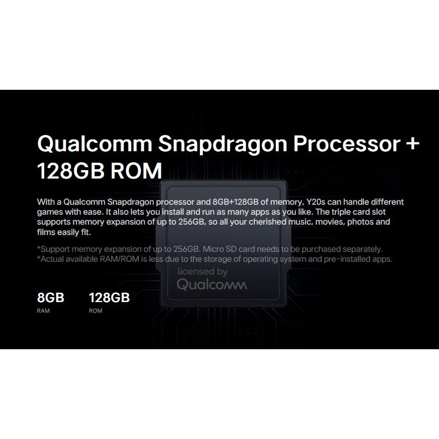 Vivo Y20s 8gb/256gb Mobile Phone Qualcomm SM4250 Snapdragon 5000mAh
