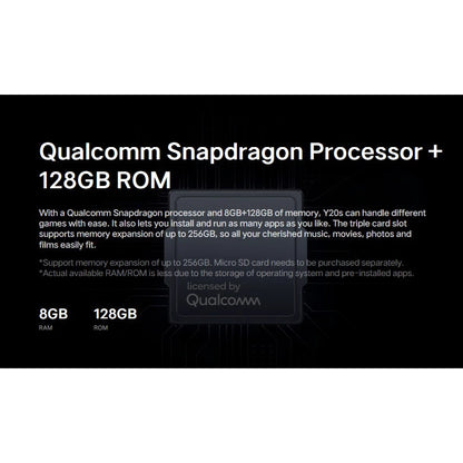 Vivo Y20s 8gb/256gb Mobile Phone Qualcomm SM4250 Snapdragon 5000mAh