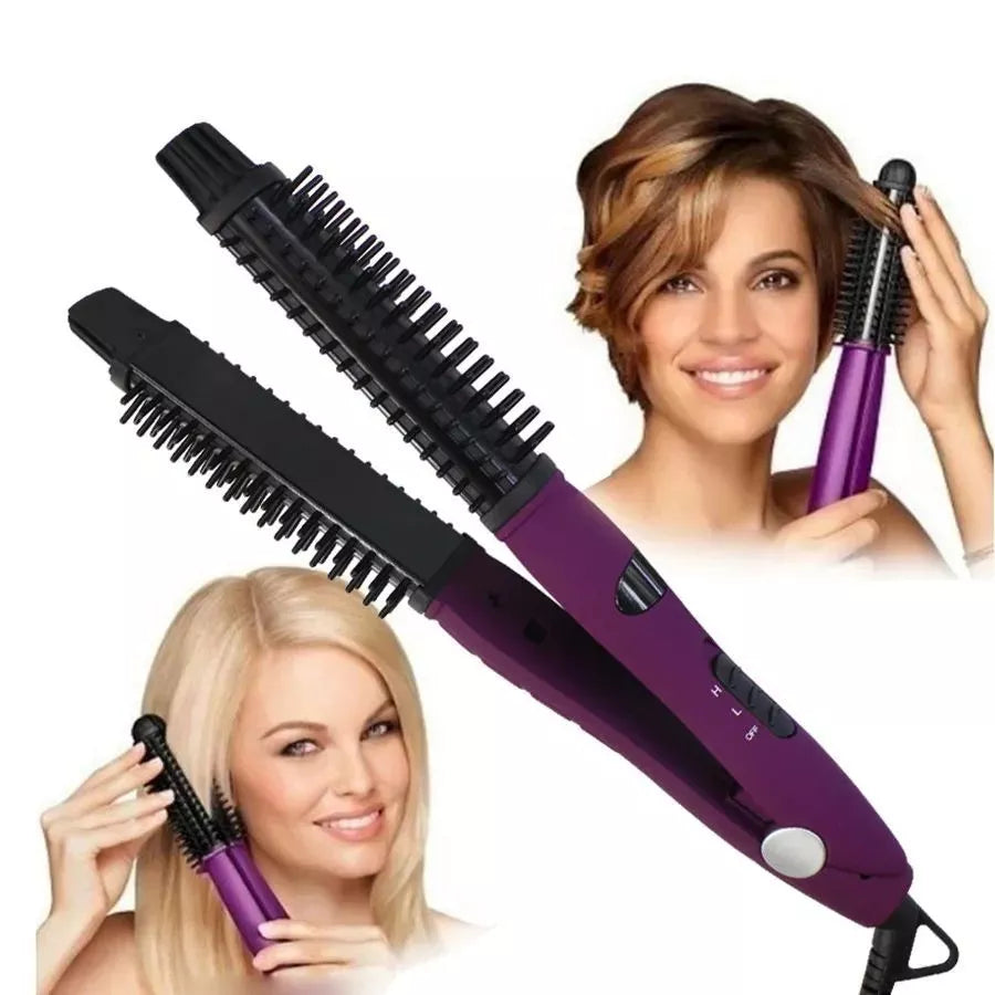 2in1 In Styler Ionic Styler Pro Ceramic Hot Brush & Flat Iron with Cool Touch Ionic Bristles