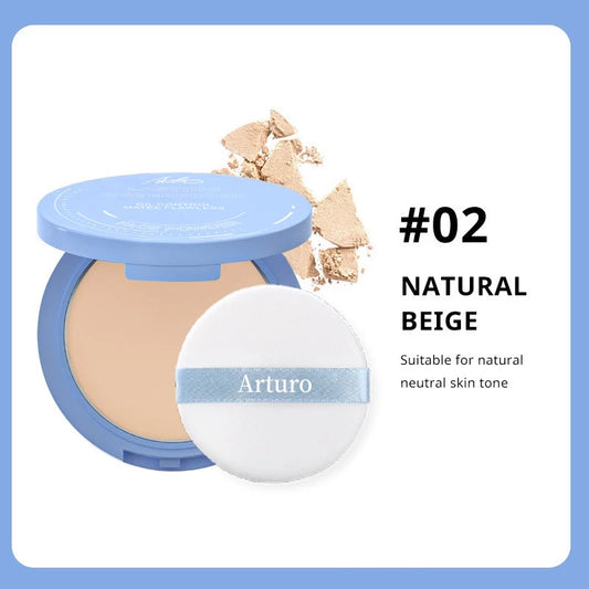 Face Powder Lasting Waterproof Oil Control Matte Flawless Pressed Powder (#02 Natural Beige) 10g