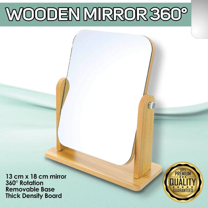 [A1-599] 360° Swivel Wooden Desk Mirror