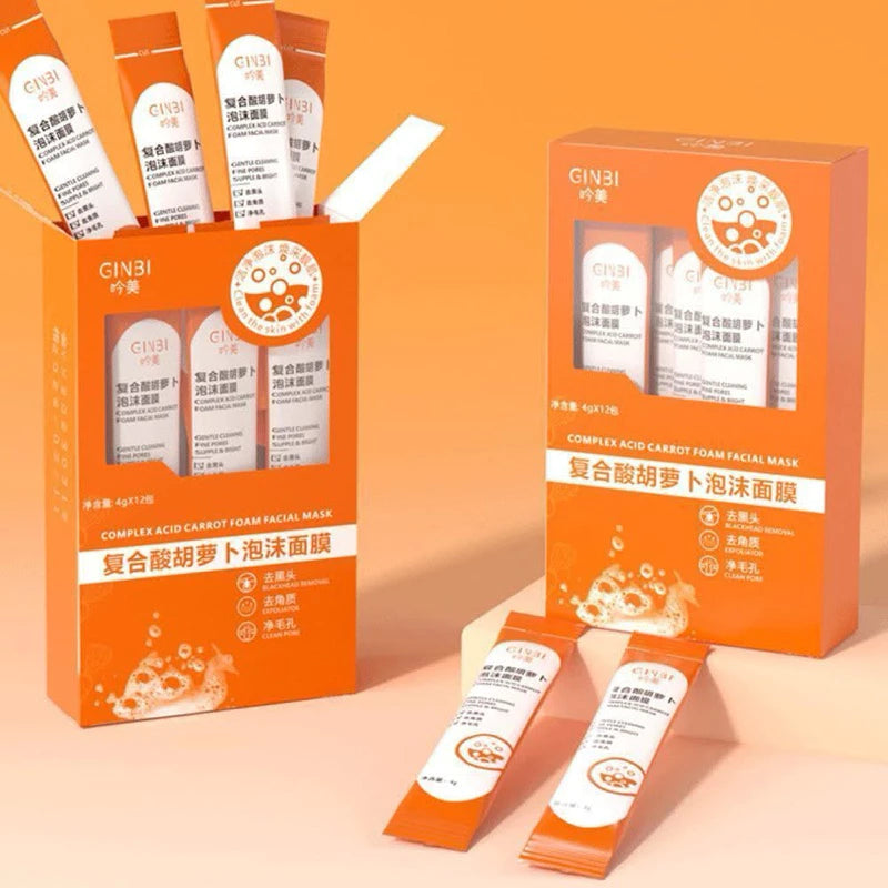 Ginbi Complex Acid Carrot Foam Facial Mask (12 packs x 4g)