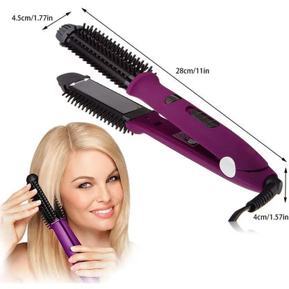 2in1 In Styler Ionic Styler Pro Ceramic Hot Brush & Flat Iron with Cool Touch Ionic Bristles