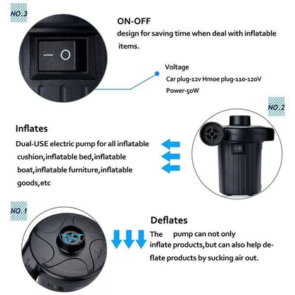 AC Electric Air Pump Quickly Inflates & Deflates All Large Volume Inflatables HT-196
