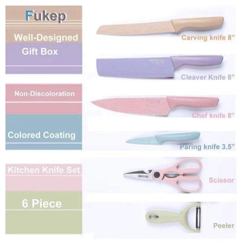 [A1-066] Bali Corrugated Kitchen Knife Set (6pcs Set) ER-0278