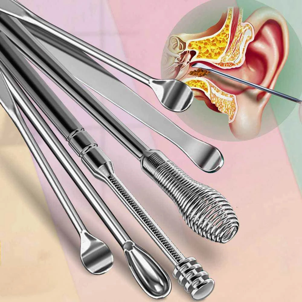 Stainless Steel Ear Cleaning Brush Wax Remover (6pcs Set)