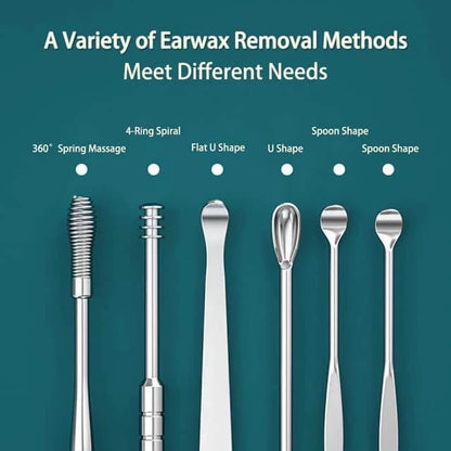 Stainless Steel Ear Cleaning Brush Wax Remover (6pcs Set)