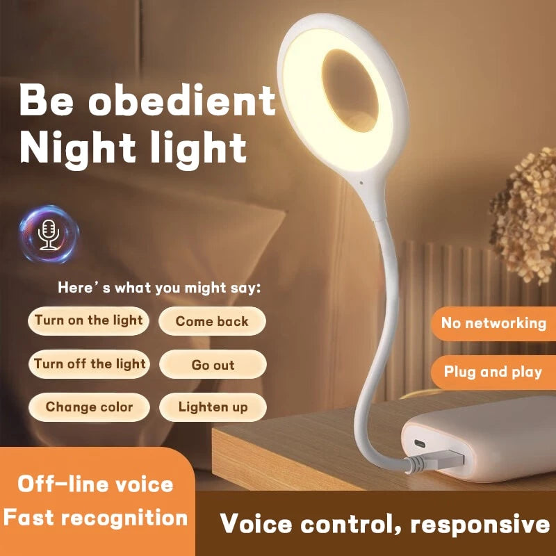 USB Intelligent Voice Control Night Lights LED Small Sleep Foldable Lamp