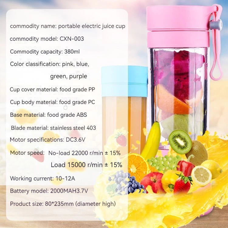 [A1-076] HM-03 Portable and Rechargeable Battery Juice Blender - 380ml