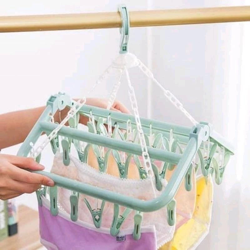 [A1-381] 32-clip Clothes Rack Hanger Foldable