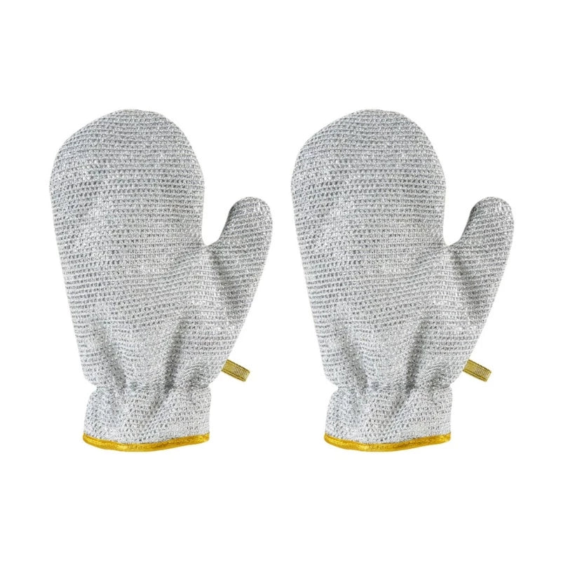 Kitchen Silver Wired Dishwashing Thicken Gloves (1 Pair)