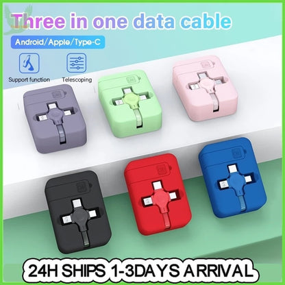 3 in 1 Charging Cable Retractable for (Micro USB / Type C / IOS )