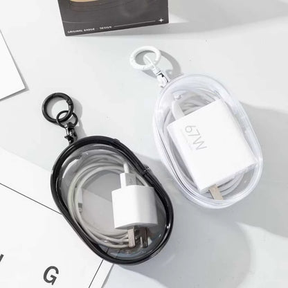Portable Clear Cable Storage Bag Organizer With Locking Hook