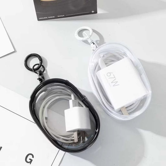 Portable Clear Cable Storage Bag Organizer With Locking Hook