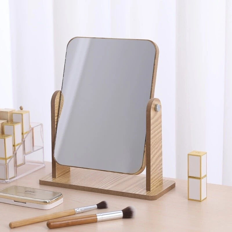 [A1-599] 360° Swivel Wooden Desk Mirror
