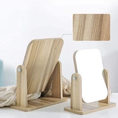 [A1-599] 360° Swivel Wooden Desk Mirror