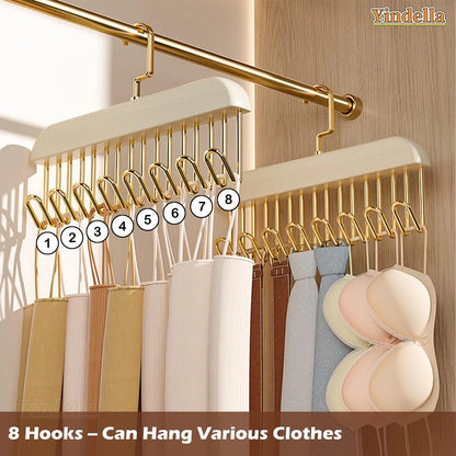 [A1-851] Multifunctional 8-hook Wooden Hanger