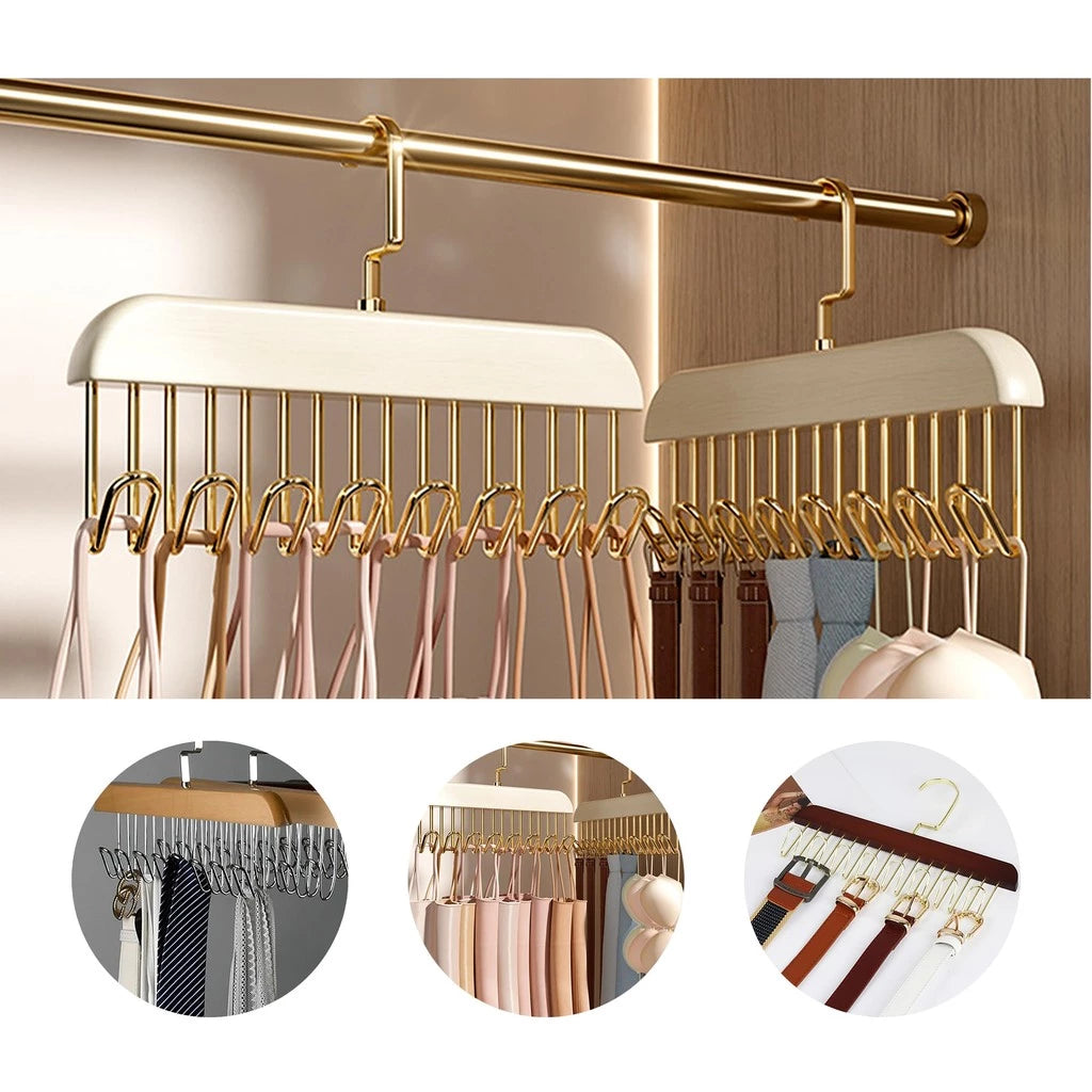 [A1-851] Multifunctional 8-hook Wooden Hanger
