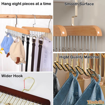 [A1-851] Multifunctional 8-hook Wooden Hanger