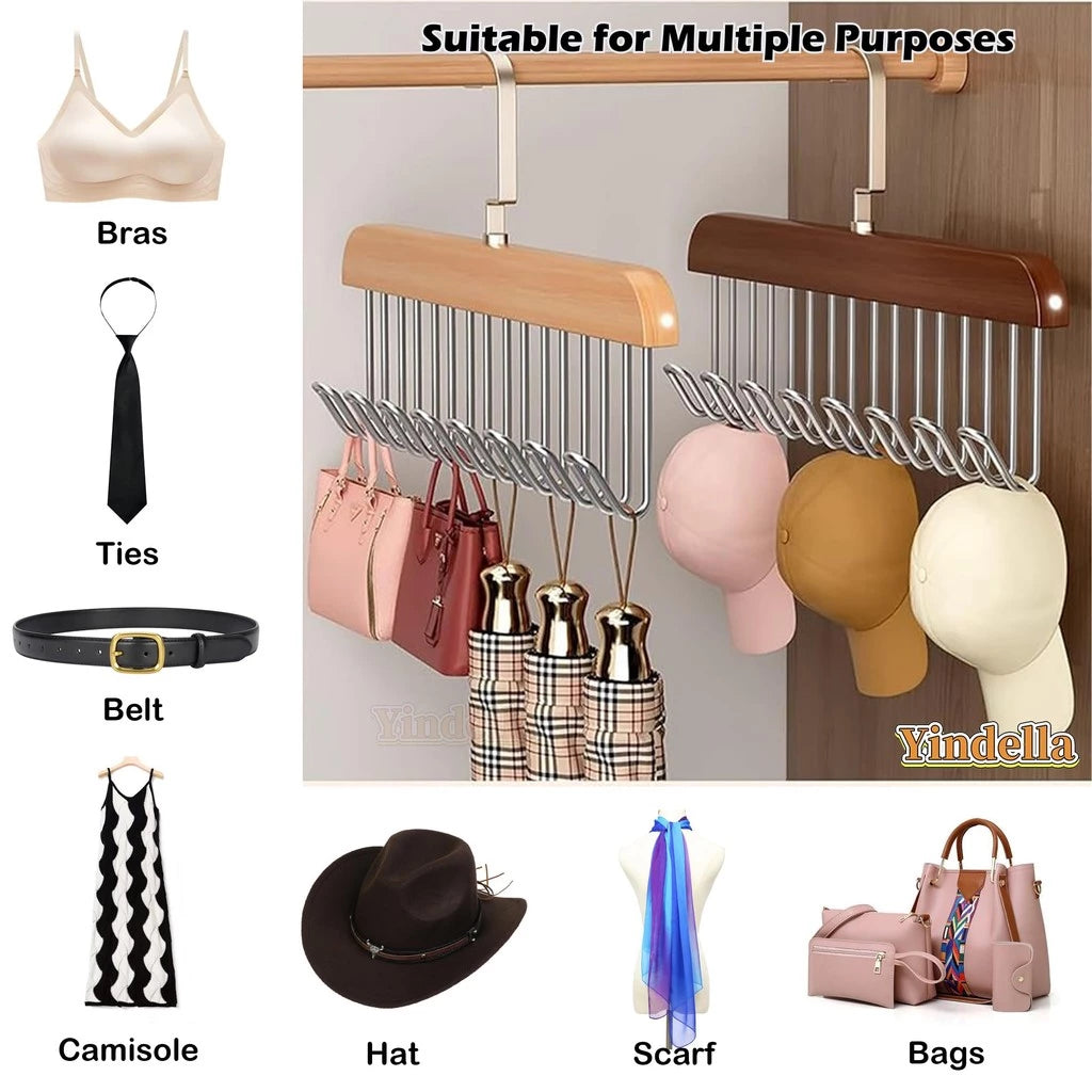 [A1-851] Multifunctional 8-hook Wooden Hanger
