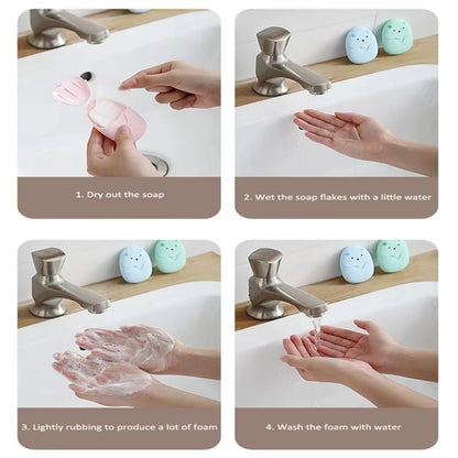 50pcs Disposable Paper Soap Travel Hand Soap with Bear Case